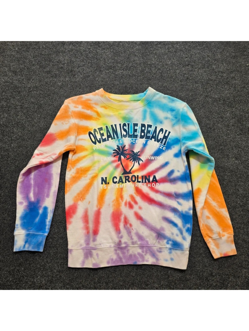 Ocean Isle Beach NC sweatshirt tie-dye with Palm trees S